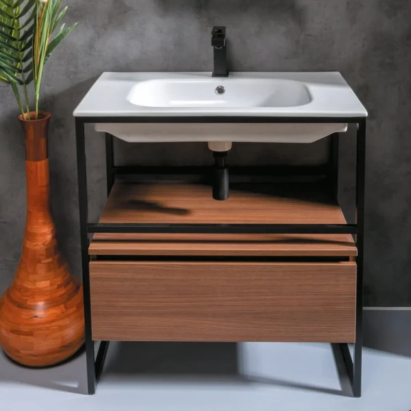 Тумба с раковиной Armadi Art Loft 80 dark wood, напольная