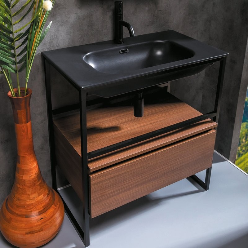 Тумба с раковиной Armadi Art Loft 80 dark wood, напольная