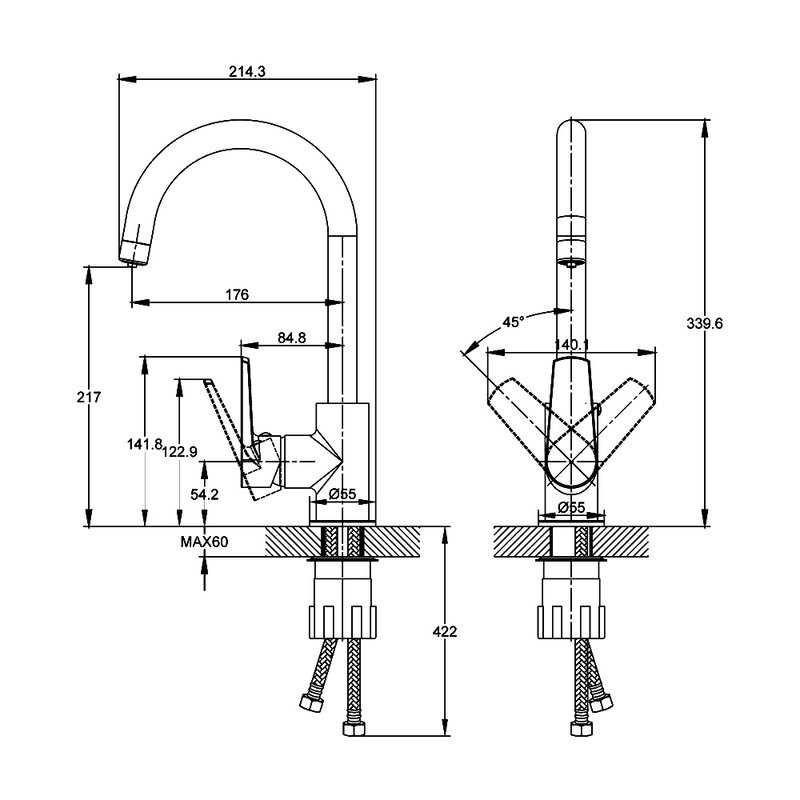 Смеситель для кухни Cersanit Moduo 64839 хром