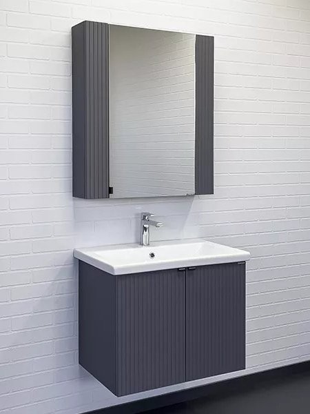 Тумба с раковиной Comforty Лима 70П подвесная, антрацит