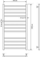 Полотенцесушитель водяной Comfysan Pioli-K W-10 100х50 100x55 см, хром, лесенка