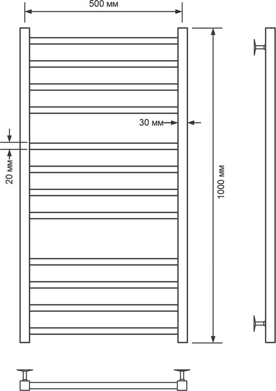 Полотенцесушитель водяной Comfysan Pioli-K W-10 100х50 100x55 см, хром, лесенка