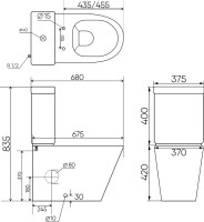 Унитаз-компакт напольный Creo Creo CR1002R безободковый, с микролифтом