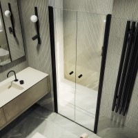 Душевая дверь в нишу Maybahglass MGD-424-6 99 см, профиль матовый черный, стекло прозрачное