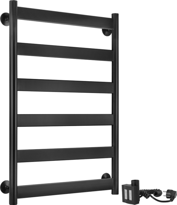 Полотенцесушитель электрический Secado Комано 2 , 85x55 см, подключение справа, матовый черный, лесенка