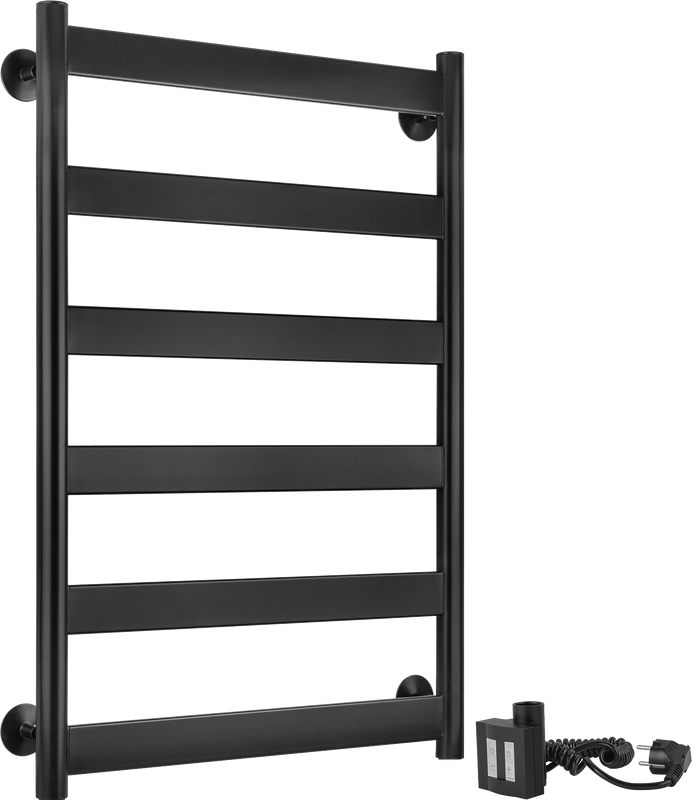 Полотенцесушитель электрический Secado Комано 2 , 85x55 см, подключение справа, матовый черный, лесенка