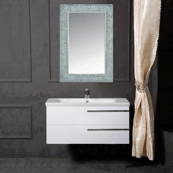 Мебель для ванной комнаты Armadi Art NeoArt 100 white с ручками Luce хром, зеркало Aura