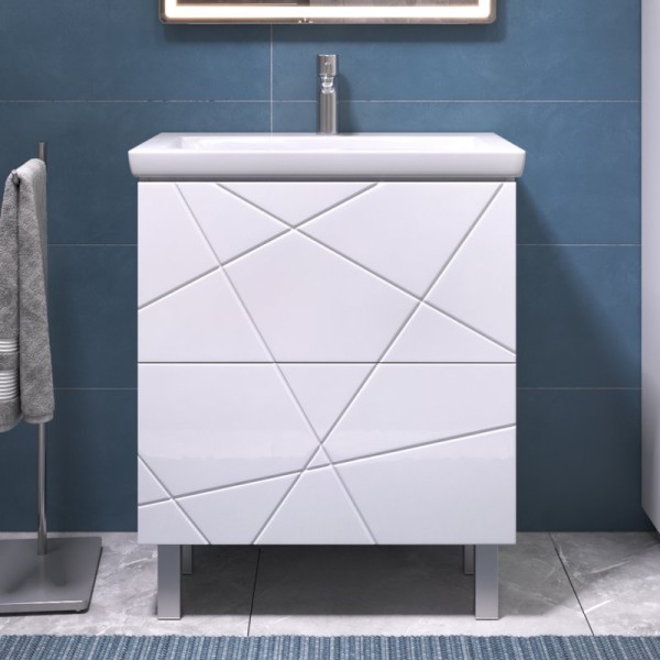 Тумба с раковиной Vigo Geometry 70 напольная, белая, раковина Como 60
