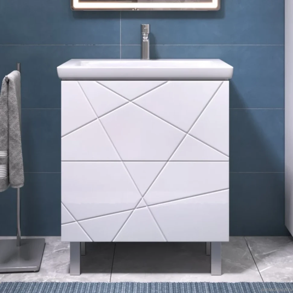 Тумба с раковиной Vigo Geometry 70 напольная, белая, раковина Como 60