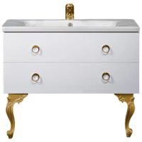 Тумба с раковиной Armadi Art NeoArt 100 white с ручками Moon золото, с ножками