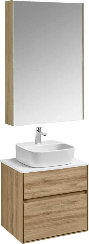 Мебель для ванной комнаты AQUATON Либерти 60 со столешницей белый глянец, раковина Одри 42