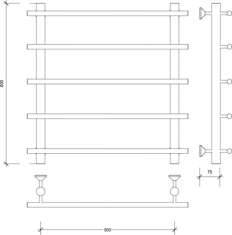 Полотенцесушитель водяной Secado Турин 1 60x55 см, матовый черный, лесенка