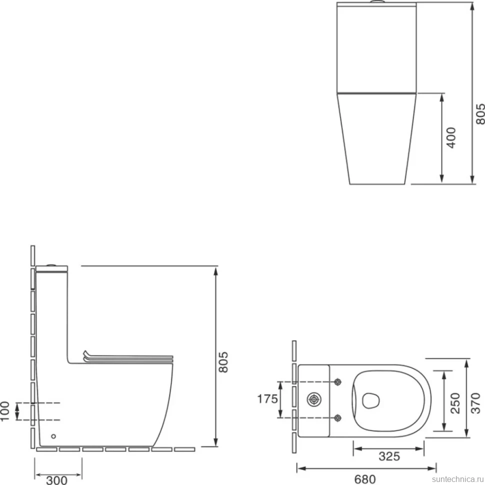 Унитаз-моноблок напольный SantiLine SL-5011