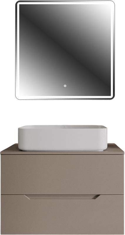 Мебель для ванной комнаты Orange Line 80 подвесная, 2 ящика, матовый латте с раковиной B07-600W