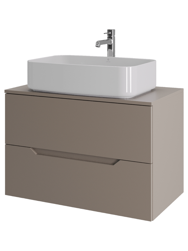 Мебель для ванной комнаты Orange Line 80 подвесная, 2 ящика, матовый латте с раковиной B07-600W