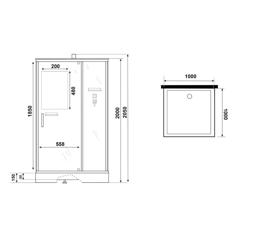 Душевая кабина Niagara Standart ST100/15Q/BK 100x100, без крыши