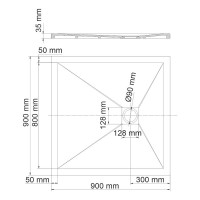 Поддон для душа Wasserkraft Aller 10T03 90x90, с сифоном
