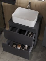 Мебель для ванной комнаты Orange Line 60 подвесная, 2 ящика, матовый графит с раковиной B02-460W