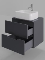 Мебель для ванной комнаты Orange Line 60 подвесная, 2 ящика, матовый графит с раковиной B02-460W