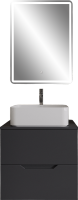 Мебель для ванной комнаты Orange Line 60 подвесная, 2 ящика, матовый графит с раковиной B02-460W