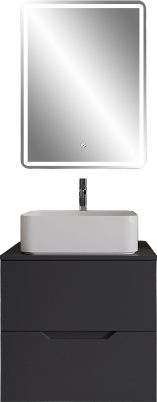 Мебель для ванной комнаты Orange Line 60 подвесная, 2 ящика, матовый графит с раковиной B02-460W
