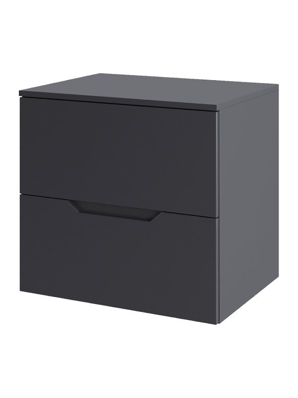 Мебель для ванной комнаты Orange Line 60 подвесная, 2 ящика, матовый графит с раковиной B02-460W