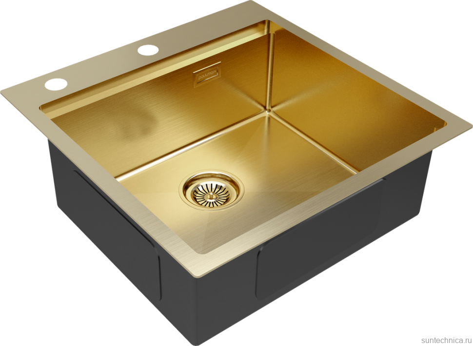 Мойка кухонная Paulmark Kroner + Pro PM705151-BG+R405-BG брашированное золото