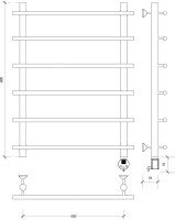 Полотенцесушитель электрический Secado Турин 1 R 85x60 см, подключение справа, бронза, лесенка, латунь