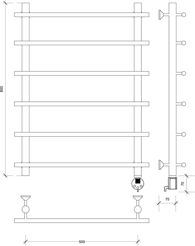 Полотенцесушитель электрический Secado Турин 1 R 85x60 см, подключение справа, бронза, лесенка, латунь