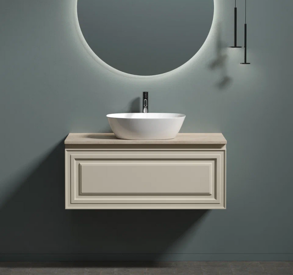 Тумба с раковиной Sancos Very 100 см, beige soft, столешница бежевая, раковина CN5005