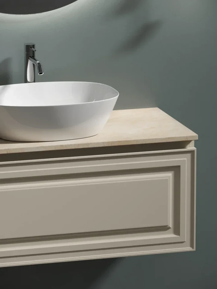 Тумба с раковиной Sancos Very 100 см, beige soft, столешница бежевая, раковина CN5005