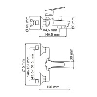 Смеситель для ванны с душем Wasserkraft Rhin 4401