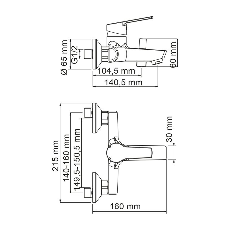 Смеситель для ванны с душем Wasserkraft Rhin 4401