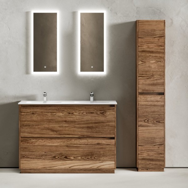 Мебель для ванной комнаты Sancos Libra Floor 120 дуб чарльстон, двойная белая раковина CN7004