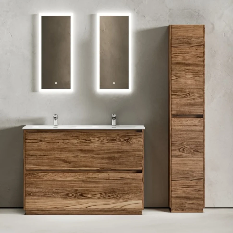 Мебель для ванной комнаты Sancos Libra Floor 120 дуб чарльстон, двойная белая раковина CN7004
