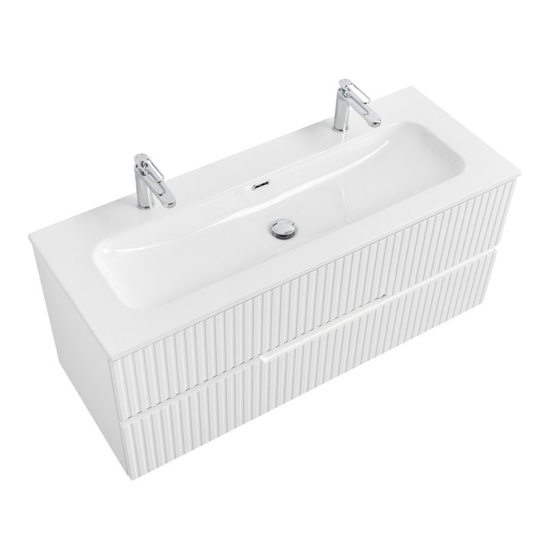 Тумба с раковиной Cezares Duet 120 bianco lucido, раковина Cezares CZR-8073-120-1-2