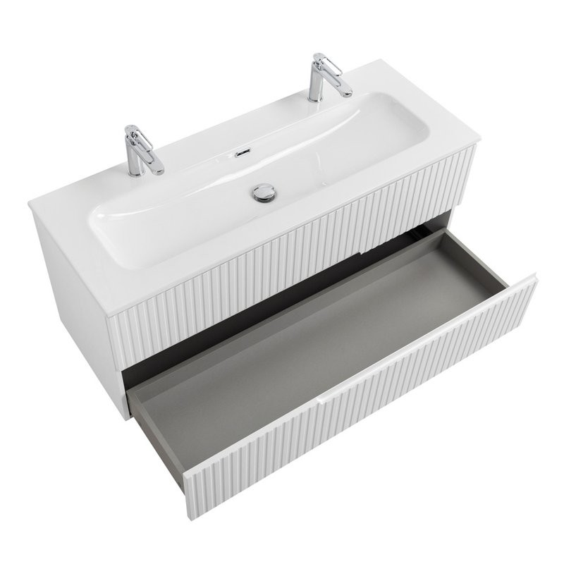 Тумба с раковиной Cezares Duet 120 bianco lucido, раковина Cezares CZR-8073-120-1-2