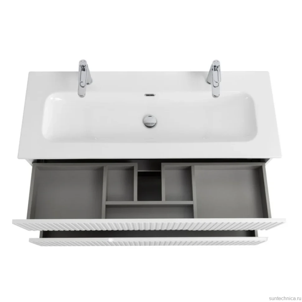 Тумба с раковиной Cezares Duet 120 bianco lucido, раковина Cezares CZR-8073-120-1-2