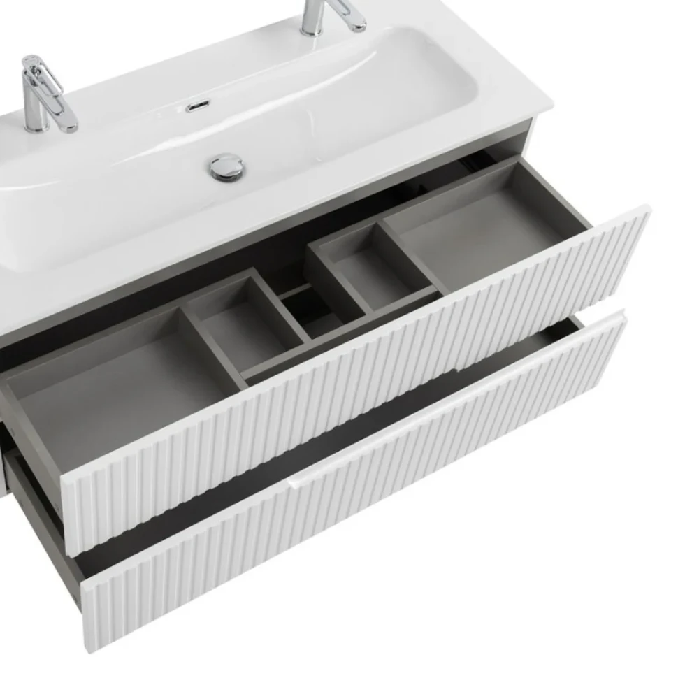 Тумба с раковиной Cezares Duet 120 bianco lucido, раковина Cezares CZR-8073-120-1-2