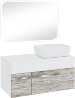 Мебель для ванной комнаты Runo Вудлайн 100 скандинавский дуб, раковина Cuatro 50