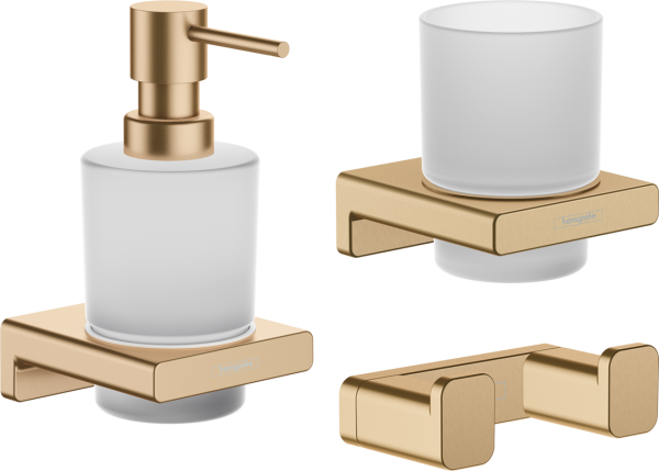 Набор Дозатор Hansgrohe AddStoris 41745140 шлифованная бронза + Стакан 41749140 шлифованная бронза + Крючок 41755140 двойной, шлифованная бронза