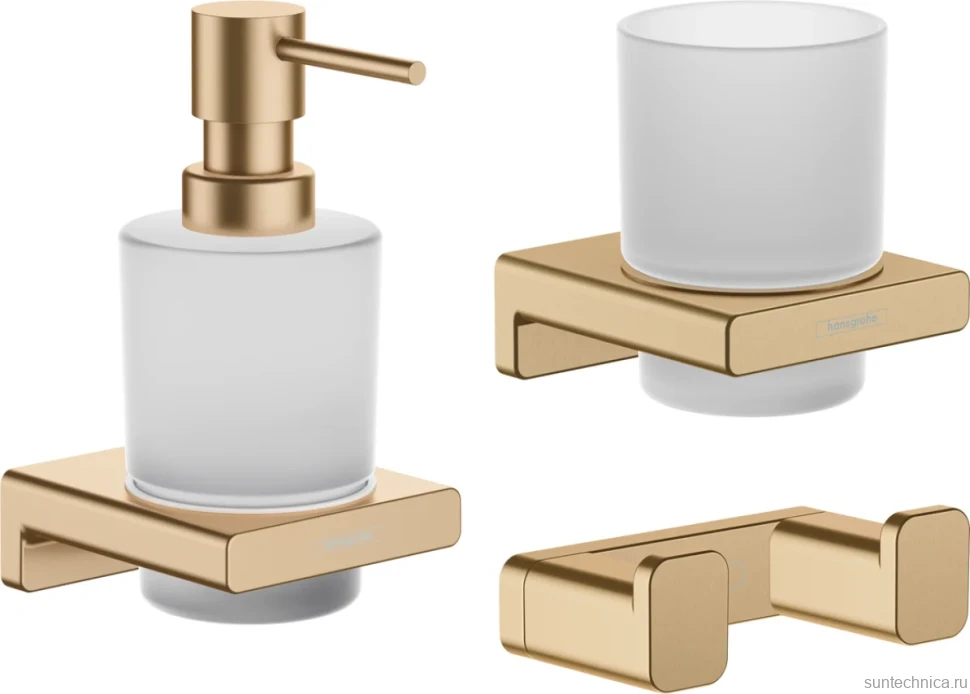 Набор Дозатор Hansgrohe AddStoris 41745140 шлифованная бронза + Стакан 41749140 шлифованная бронза + Крючок 41755140 двойной, шлифованная бронза