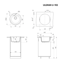 Мойка кухонная Ulgran U-102 344 ультра-черная + дозатор U-02 черный Мойка кухонная Ulgran U-102 344 ультра-черная + дозатор U-02 черный