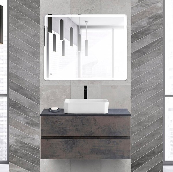 Мебель для ванной комнаты Cezares Molveno 46 100 ossido, со столешницей marmo nero opaco