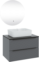 Мебель для ванной комнаты Runo Орлеан 70 серая, черная, раковина Lavello 50