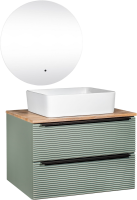 Мебель для ванной комнаты Runo Орлеан 70 зеленая, дуб натуральный, раковина Tre 50