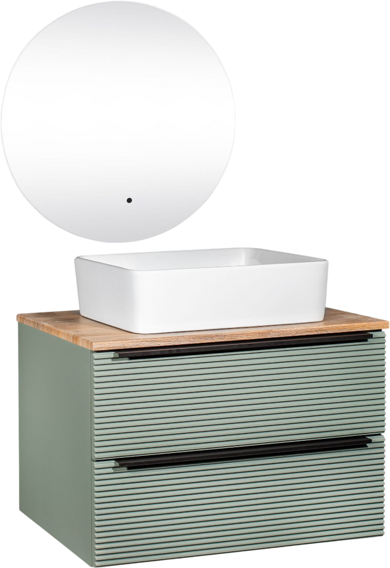 Мебель для ванной комнаты Runo Орлеан 70 зеленая, дуб натуральный, раковина Tre 50