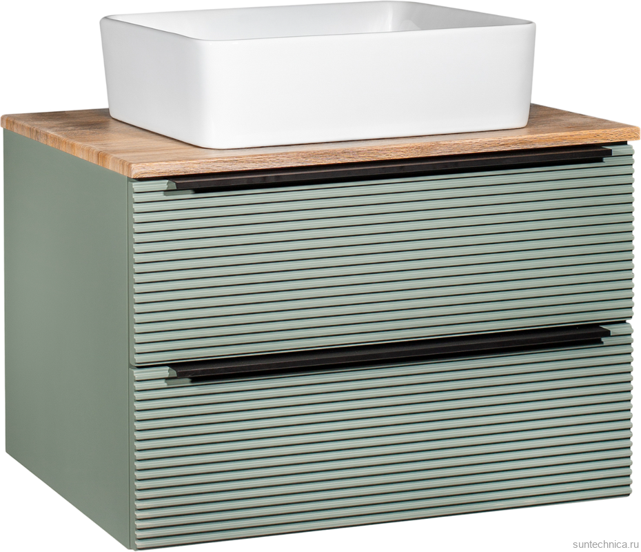 Мебель для ванной комнаты Runo Орлеан 70 зеленая, дуб натуральный, раковина Tre 50