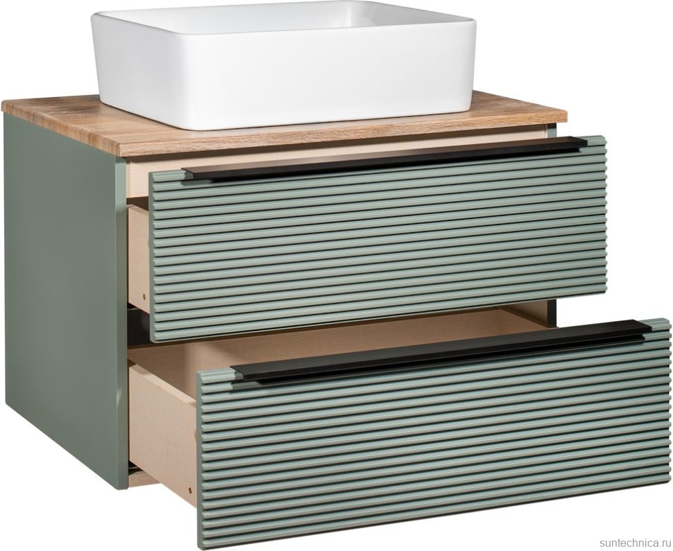Мебель для ванной комнаты Runo Орлеан 70 зеленая, дуб натуральный, раковина Tre 50