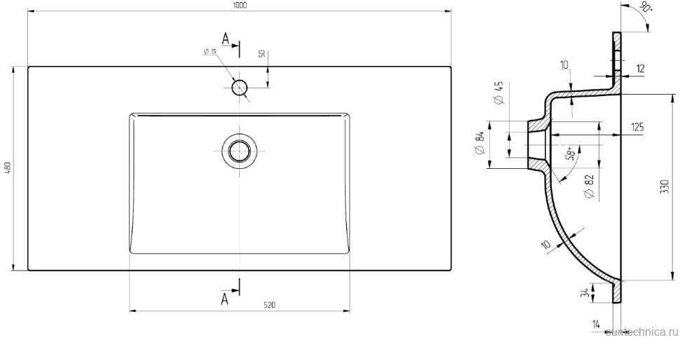 Мебель для ванной комнаты Vincea Chiara 2D 100, 2 ящика, темный дуб, с белой раковиной